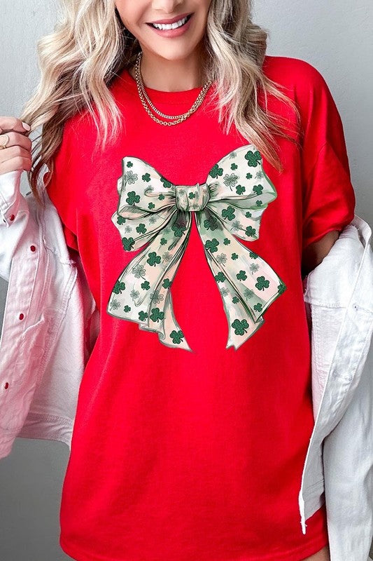 St Patrick's Day Bow Graphic Heavy Cotton Tee