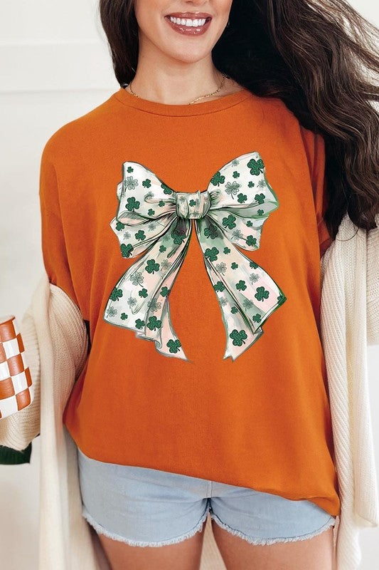St Patrick's Day Bow Graphic Heavy Cotton Tee