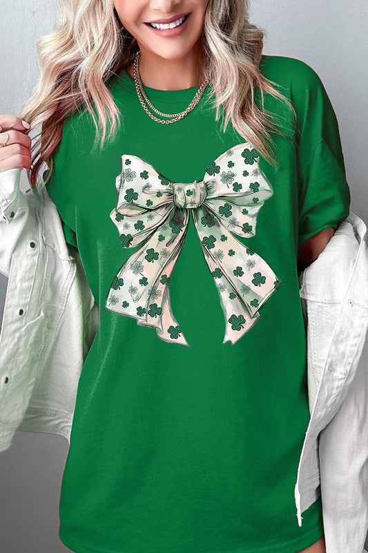 St Patrick's Day Bow Graphic Heavy Cotton Tee