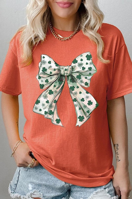 St Patrick's Day Bow Graphic Heavy Cotton Tee